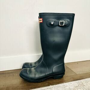 Hunter The Original Tall Waterproof Rain Boots dark green blue woman’s 6